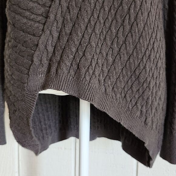 EVOLUTION By Cyrus Women's Gray Knitted Long Sleeve Asymetrical Fall Sweater M - Picture 3 of 9